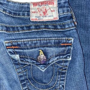 TRUE RELIGION low waisted ripped womens jeans